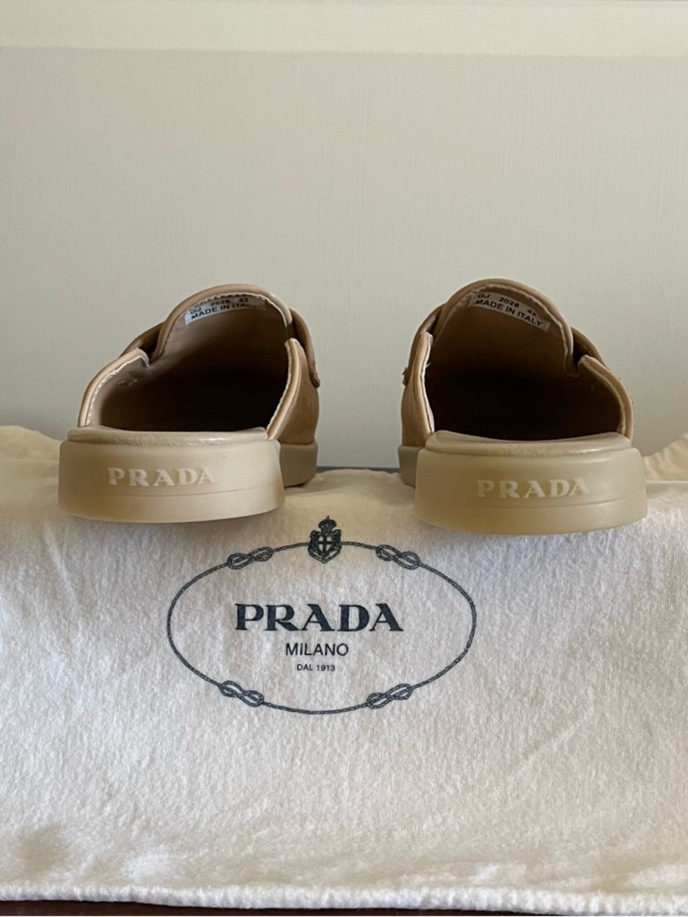 NWOT - Suede Loafer Mules with Prada Logo - 42 IT / U.S. 11.5-12 Wide Women's - Picture 6 of 9